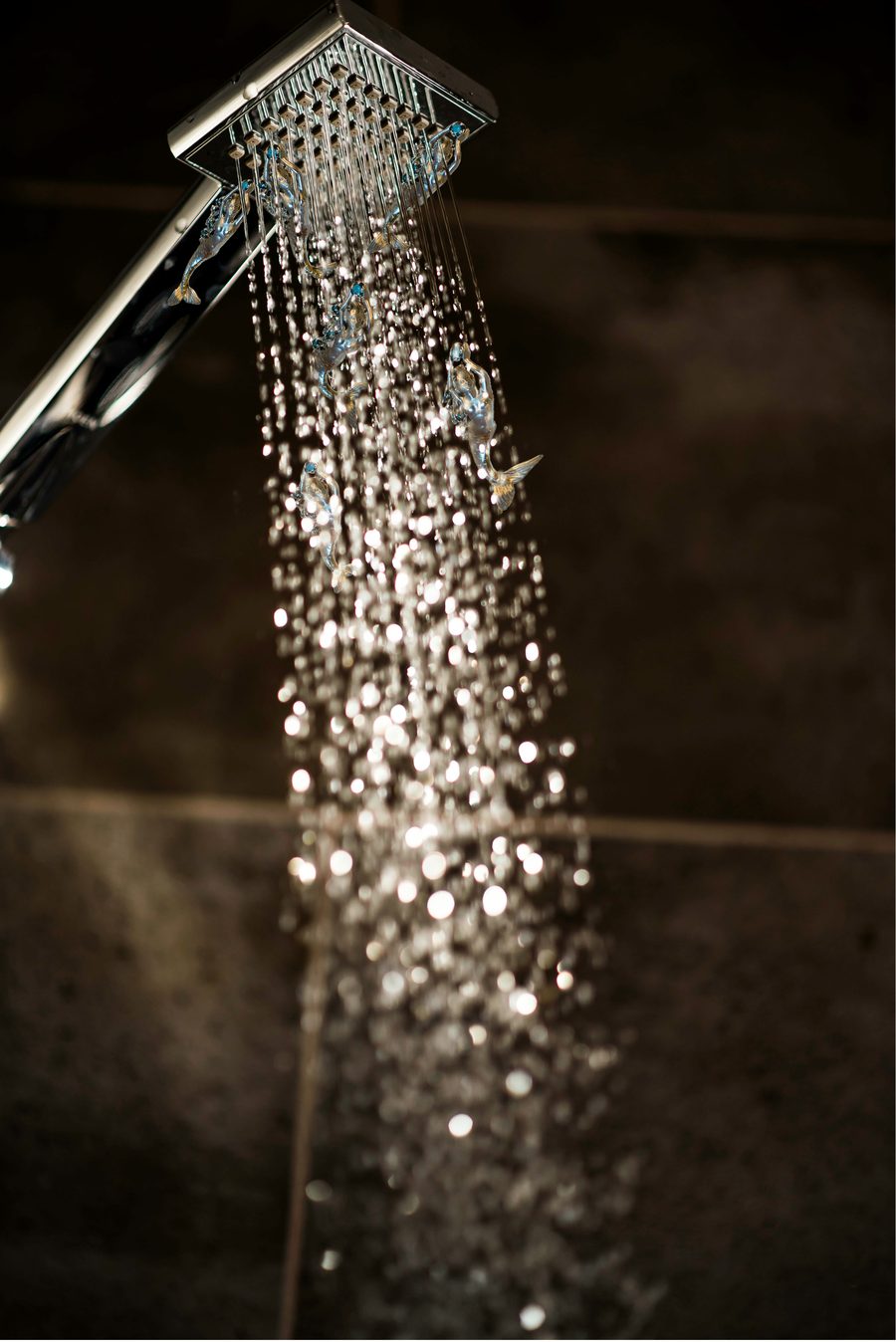 Water streaming from a rain shower head